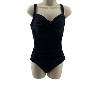 Swimsuits For All Black Ruched One Piece Swimsuit Womens Size 12